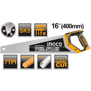 Ножовка по дереву INGCO 400мм 7TPI HHAS28400