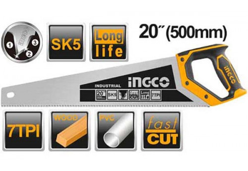 Ножовка по дереву INGCO 500мм 7TPI HHAS28500