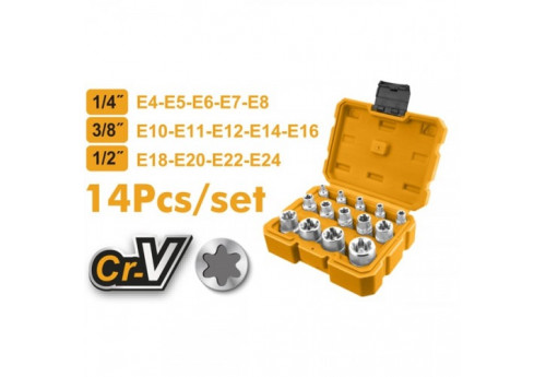 Набор торцевых головок 14 шт E-профиль INDUSTRIAL INGCO HKTETS0114